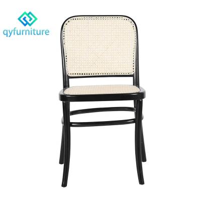 China Durable Classic Style Solid Wood Frame Rattan Dining Chairs For Restaurant for sale