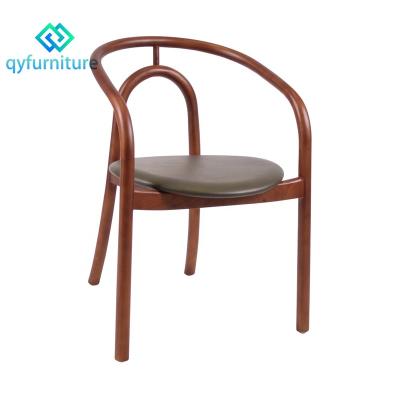 China Durable Restaurant Furniture Modern Wooden Dining Chairs With PU Leather Padded Seat for sale