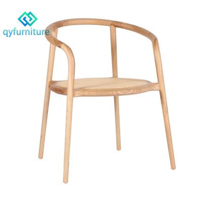 China Durable Durable Restaurant Cafe Furniture Rattan Wooden Dining Chairs With Lacquer Finish for sale