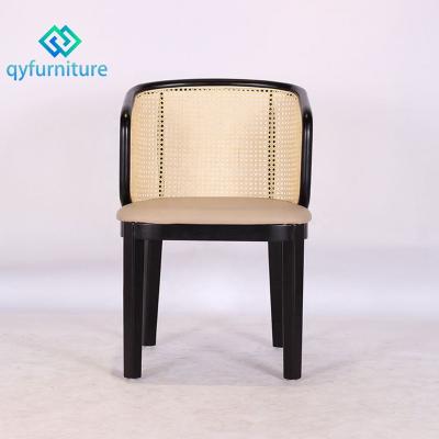 China Durable Top Restaurant Grade Furniture Rattan Solid Wood Frame Dining Chairs China for sale