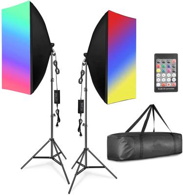 China Durable LED Soft Boxes Light Kit for Video Recording, 45W Dimmable RGB LED Light Head with 2.4GHz Remote, Lighting for Photoshoot for sale