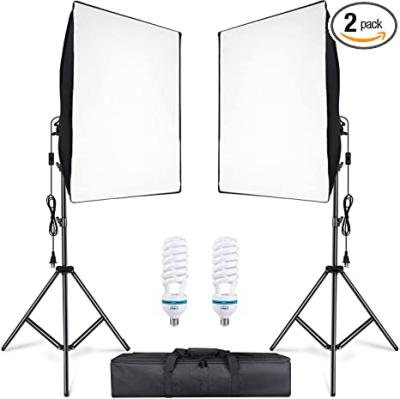 China Durable Softbox Photography Lighting Kit Photography Continuous Lighting Equipment with 2pcs 135W E27 Socket 5500K Bulbs for sale