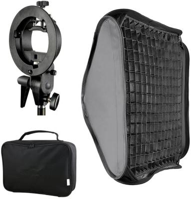 China Installation in 24x24 Mins Bits Bowens Mount Softbox with Grid and S-Type Snap Bracket for Nikon Canon Speedlite Flash for sale