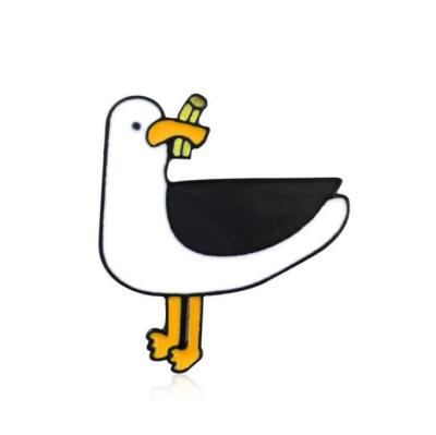 China Lovely Fashionable Cute Seagull Mouth Food Creativity Tasty Trend Go Accessories Enamel Label Pins Shirt Badge Brooch for sale