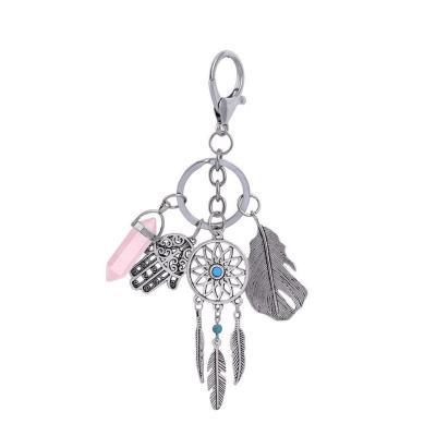 China Trendy Natural Opal Stone Dreamcatcher Tongue Key Chain Keychain Fashion for sale