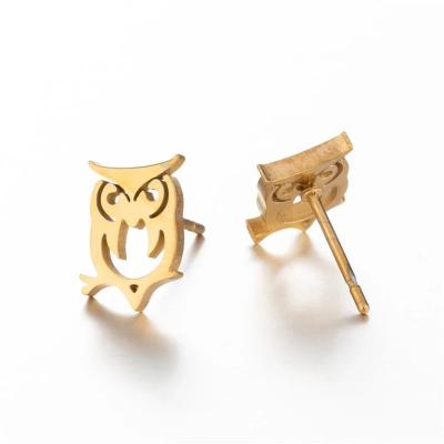 China Owl Jewelry Cute Animal TRENDY For Gifts Stainless Steel Owl Earrings Fashion Jewelry Hollow Owl Studs Birthday Party Best Women's Gifts for sale