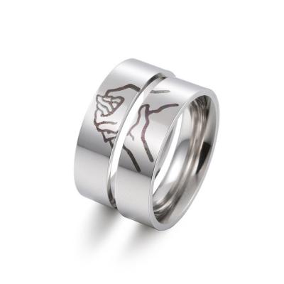 China Fashion TRENDY Simple Romantic Titanium Steel Male And Female Couples Rings Engagement Jewelry Valentine's Day Friend Gift Ring for sale