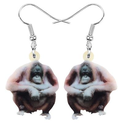 China TRENDY Acrylic Gorilla Ape Monkey Earrings Orangutan Animal Drop Dangle Jewelry For Women Girl Teens Charm Decoration Gift Earrings for sale