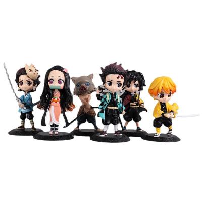 China Gift Creativity Fashion Individuality Kimetsu No Yaiba Demon Slayer Anime Figure Set For Kids Toys Ornaments Desk Figure for sale