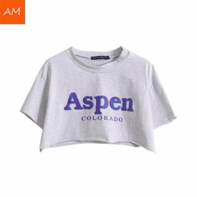 China Custom Oversized Anti-wrinkle Crop Tops T Shirts Silk Screen Logo T-Shirts For Women for sale