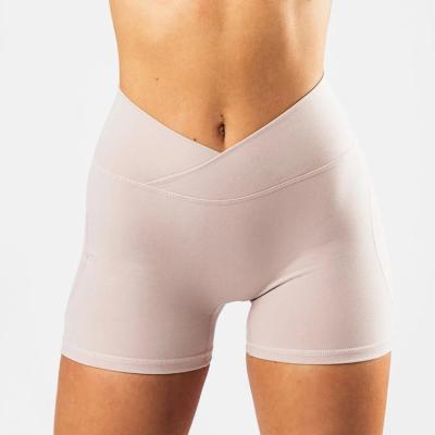 China Anti-Wrinkle Custom Stripe Women No Ride Sports Seamless Female Tummy Control Shorts Gym Fitness Ladies Yoga Shorts for sale