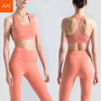 China Solid Color Customized Breathable Summer U Shape Slim Fit Sports Yoga Bra Sweat-Wicking Back Collar Runner For Women for sale