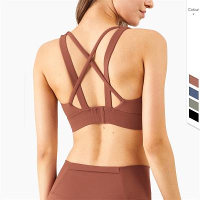 China Breathable Yoga Bra Gathering Breathable Elastic Tight Backless Sports Plus Size Women Bras for sale