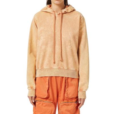 China Wholesale Breathable Acid Wash Oversized Heavy Orange Cotton Pullover Hoodie for sale