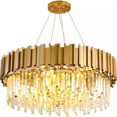 China Modern European Style Round Indoor Pendant Light K9 Crystal Chandelier For Living Room Kitchen Room for sale