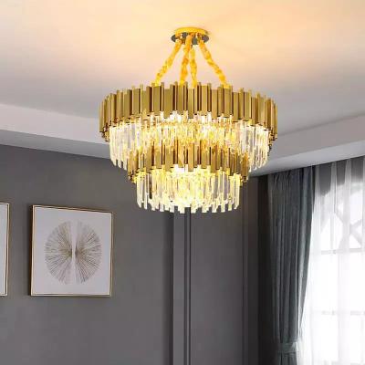 China Modern Nordic Decoration Round Led Crystal Ceiling Lights Baking Finish Gold Dual Function Ceiling Lamp for sale