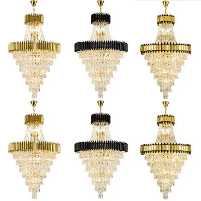 China Luxury Indoor Home Crystal Chandeliers Hotel Sale Zhongshan Factory Crystal Chandelier New Born Latest Design Modern Hot Gold Black for sale