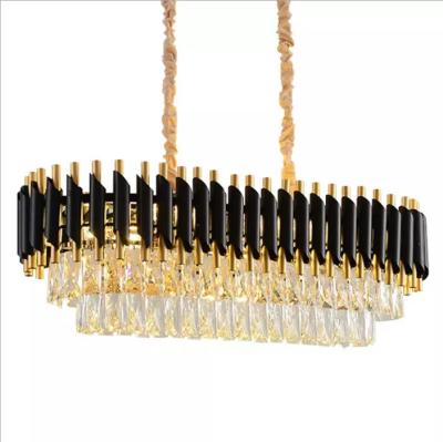 China Modern Modern Rectangle Shape Crystal Black Metal Ceiling Lamp Crystal Chandelier For Sale for sale