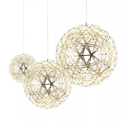 China Zhongshan Factory Modern Steel Led Lighting Led Spark Ball Chandeliers Gold Silver Led Hanging Lights for sale