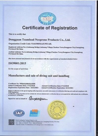 ISO90012015 - Dongguan Teamlead Neoprene Products Co., Ltd.