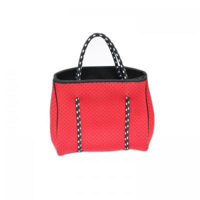 China 2mm Premium Neoprene Beach Tote Bag Laser Hole For Logo Red Color for sale