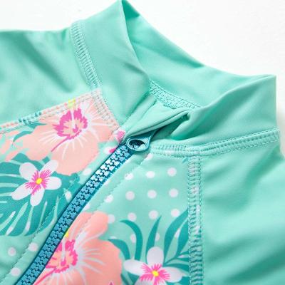 China Double Stitched Seams Baby Lycra Swimsuit Flower Tankini With Hat for sale