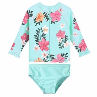 China Recycled Polyamide Toddler Girl Bathing Suits / Rashguard Set UPF50+ Baby Bathing Suit for sale