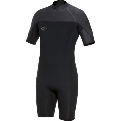 China Black Scuba Diving Wetsuit Front Zip Short Sleeve / 2mm Shorty Wetsuit Mens for sale