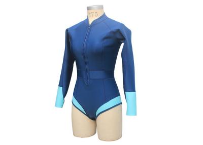 China Solid Fabric Neoprene Swimsuit / One Piece Bathing Suit Long Sleeve With Front Zipper for sale