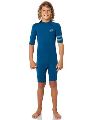 China Blue Kids Shorty Wetsuit /  Neoprene 2.5mm Long Sleeve One Piece Full Diving Suit UV Protection Swimsuit For Boys for sale