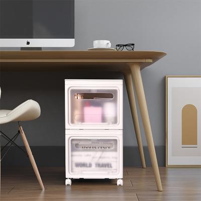 China Large Capacity Storage Bins Drawers Stackable Plastic Stackable Container Storage Trash Bin For Closet for sale