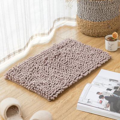 China {Small Batch Orders Available}Sustainable Anti Slip Adhesive Backing Strong Water Chenille Natural Feeling Absorbent Bath Mat for sale