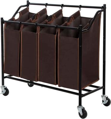 China Wholosela Rolling Laundry Sorter Storage Cart Sustainable Foldable Laundry Hamper Clothing with Heavy Duty 4 Wheels Cloth Folding Style Bag for sale