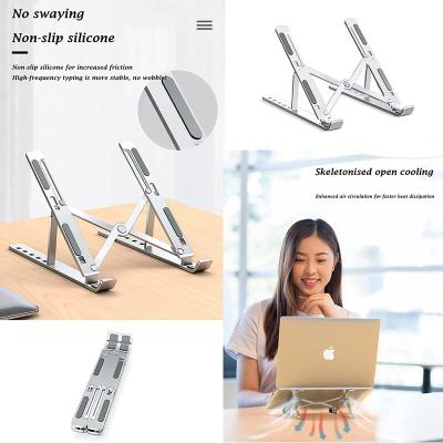 China Universal Laptop Stand Aluminum Alloy Folding 6 Angles Adjustable Laptop Desk Stand Non-slip Cooling Stand for sale