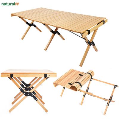 China Mini Roll Easy Folding Camping Wooden Bbq Picnic Folding Easy-Carry Kitchen Table Folding Side Set And Chairs Set For Camping for sale