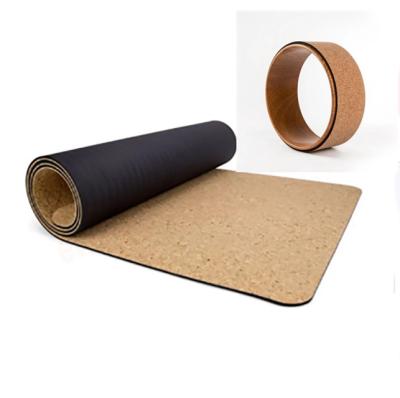 China Cork Natural Rubber Yoga Mat Yoga Exercise Wheel Hotsale Aligment Line Set for sale