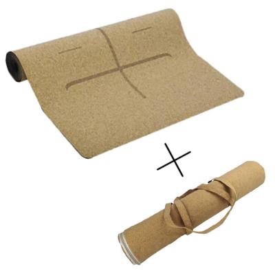 China Custom Set Of Eco-frendly Logo Natural Rubber Cork Yoga Mat And Exercise Yoga Mat Bag for sale