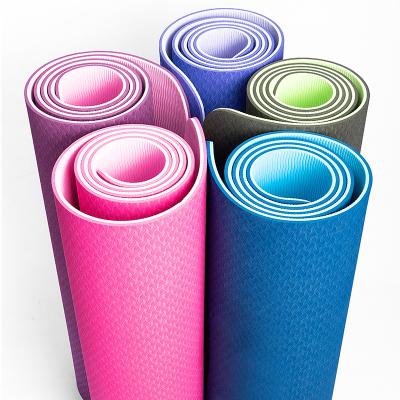 China High Quality Low Moq Durable Manufacturing Dual Color 6mm Strip Yoga Mat/Mat Manufacturer /Eco Friendly Yoga Mat for sale