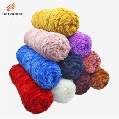 China 5mm Thickness Hand Knitting And Crochet Sustainable Velor Thread 100% Polyester Chenille Yarn For Hats And Scarves for sale