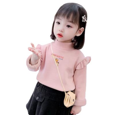 China Anti-wrinkle Korean Style Girls Clothes Autumn Winter Kids Turtleneck Long Sleeve T-shirt Dralon Cartoon Baby Sweater for sale