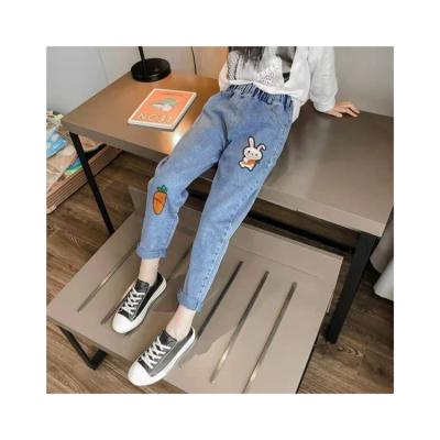 China Factory direct supplier loose pure tone ripped girls above the knee jeans kids tracksuit for sale