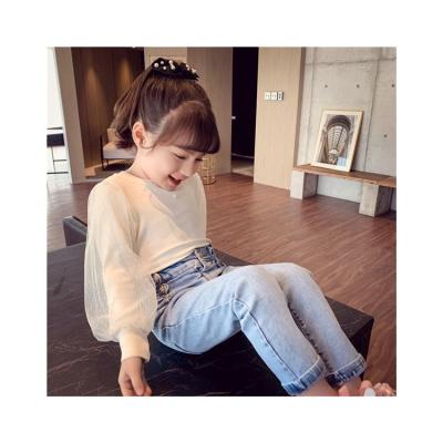 China Sweet New Design Professional Girls Solid Color Girls Long Sleeve Tight T-shirt Children's Clothing for sale