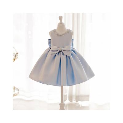 China High Quality Casual Most Popular Solid Color Girl Round Neck Pleated Princess Dress Girl Skirt for sale