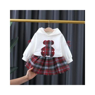 China Latest Modern Custom Striped Cartoon Style Girls Girl's Costume With Elastic Pleated Skirt for sale