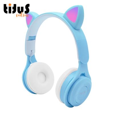 China M6 Cat Headset Macaron Wireless Cute Headband Earphone for Girls TF Card Kids Game Girls Cat Ear Headset for sale