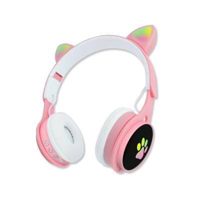 China B30C Macaron Comfortable Wearing Cute Wireless Earphone For Girls Microphone Girls Headset TF Card Game Cat Headset Earphones for sale