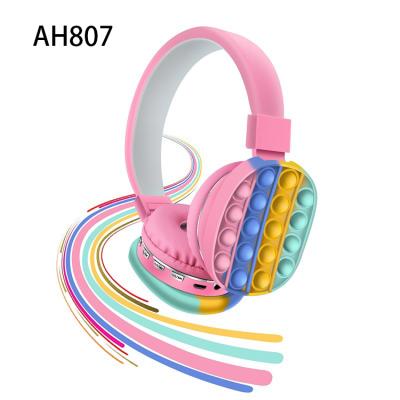 China AH807C Comfortable Wearing Headphones Wireless Headset Bubble Rainbow Earbuds Push It Wiggle Decompression Creative Headset for sale