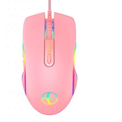 China Programmable Mouse E32C Gaming Mouse 4 RGB Light Gaming Mouse Cute Pink Color With Optical Mouse Long Time Gaming Cable Mouse for sale