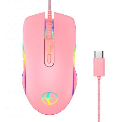 China E32TC Comfortable Type C Compatible With All Devices With Type-C Gaming Mouse Budget Mouse Great For Gaming Pink And Cute Mouse for sale