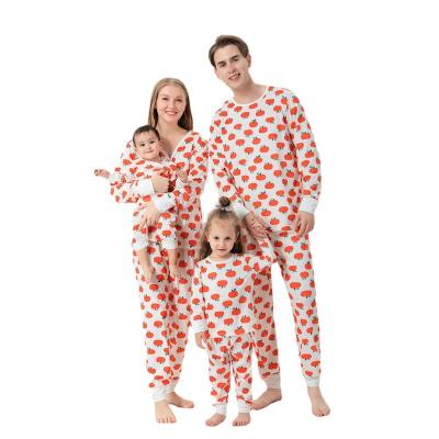 China Breathable Halloween Styles Pumpkin Print Kids Pajamas Suit Matching Family Pajamas Sets for sale